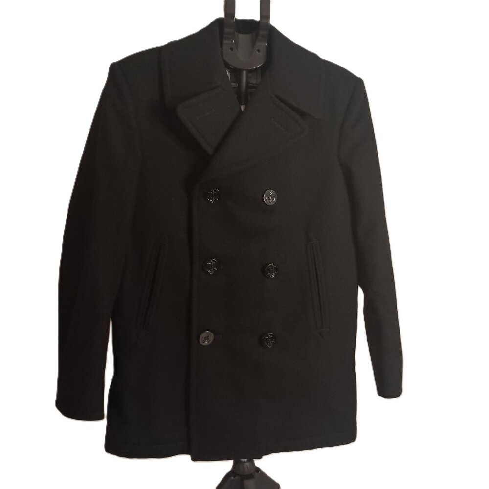 Peacoat Black Wool Double Breasted DLA Quarterdeck Enlisted  Men’s Size 38R EUC - Picture 2 of 16